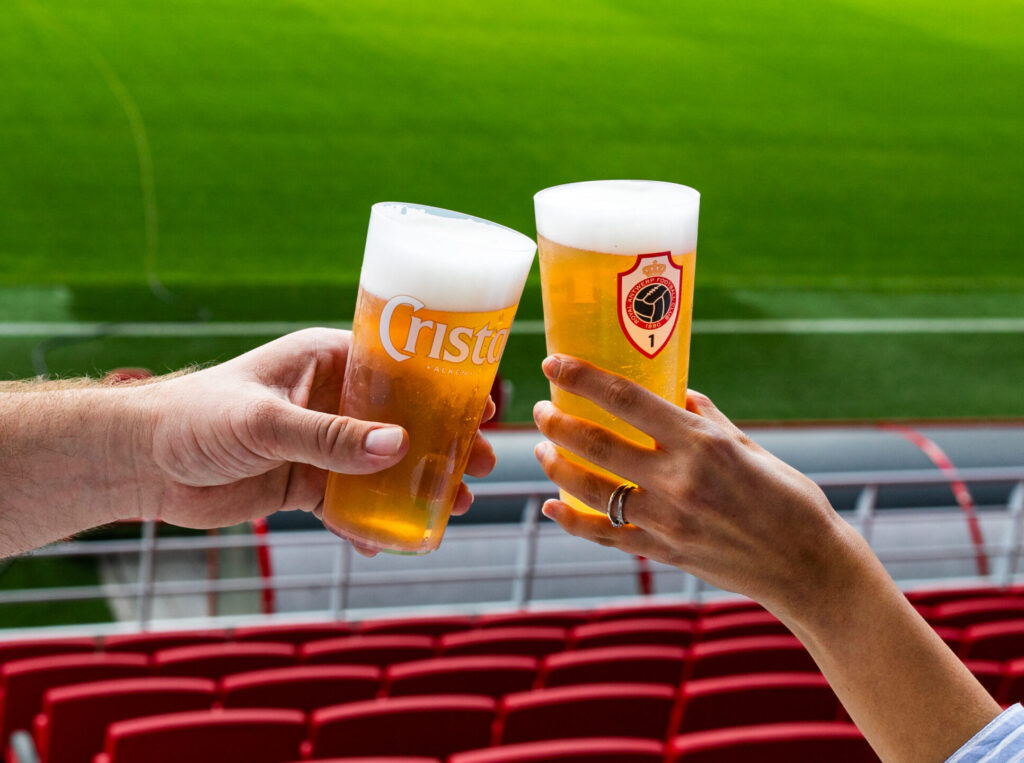 Reusable cups with RFID tag designed for Royal Antwerp Football Club.